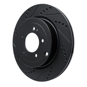 Mitsubishi Lancer Brake Rotor (1) - Rear Left - R1 Concepts - Drilled & Slotted - Black - `08-`15